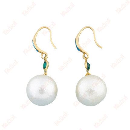 cotton pearl ear hook earrings